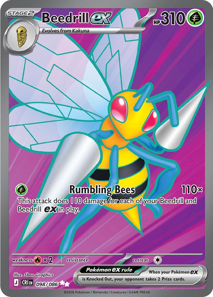 Beedrill ex, Chaos Rising, card 098/086