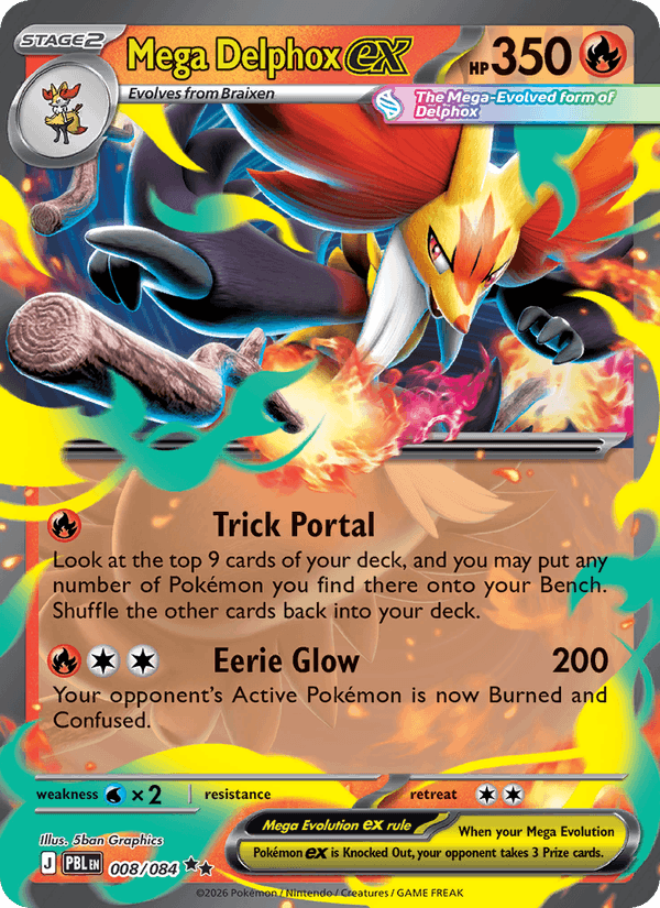 Mega Delphox ex, Pitch Black, card 008/084